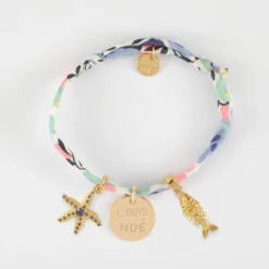 Discount HappyBulle Bracelet enfant Liberty personnalisé médaille gravée plaqué or 15 mm et breloque(s) summer - à composer Plaqué or 18k