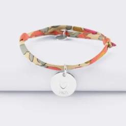 Online HappyBulle Bracelet enfant Liberty personnalisé médaille gravée argent coeur estampillé 15 mm - x Atelier Wagram Argent rhodié 925