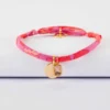 Sale HappyBulle Bracelet enfant Liberty personnalisé médaille gravée plaqué or 10 mm et breloque rectangle zircon plaqué or 9 mm