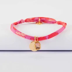 Sale HappyBulle Bracelet enfant Liberty personnalisé médaille gravée plaqué or 10 mm et breloque rectangle zircon plaqué or 9 mm