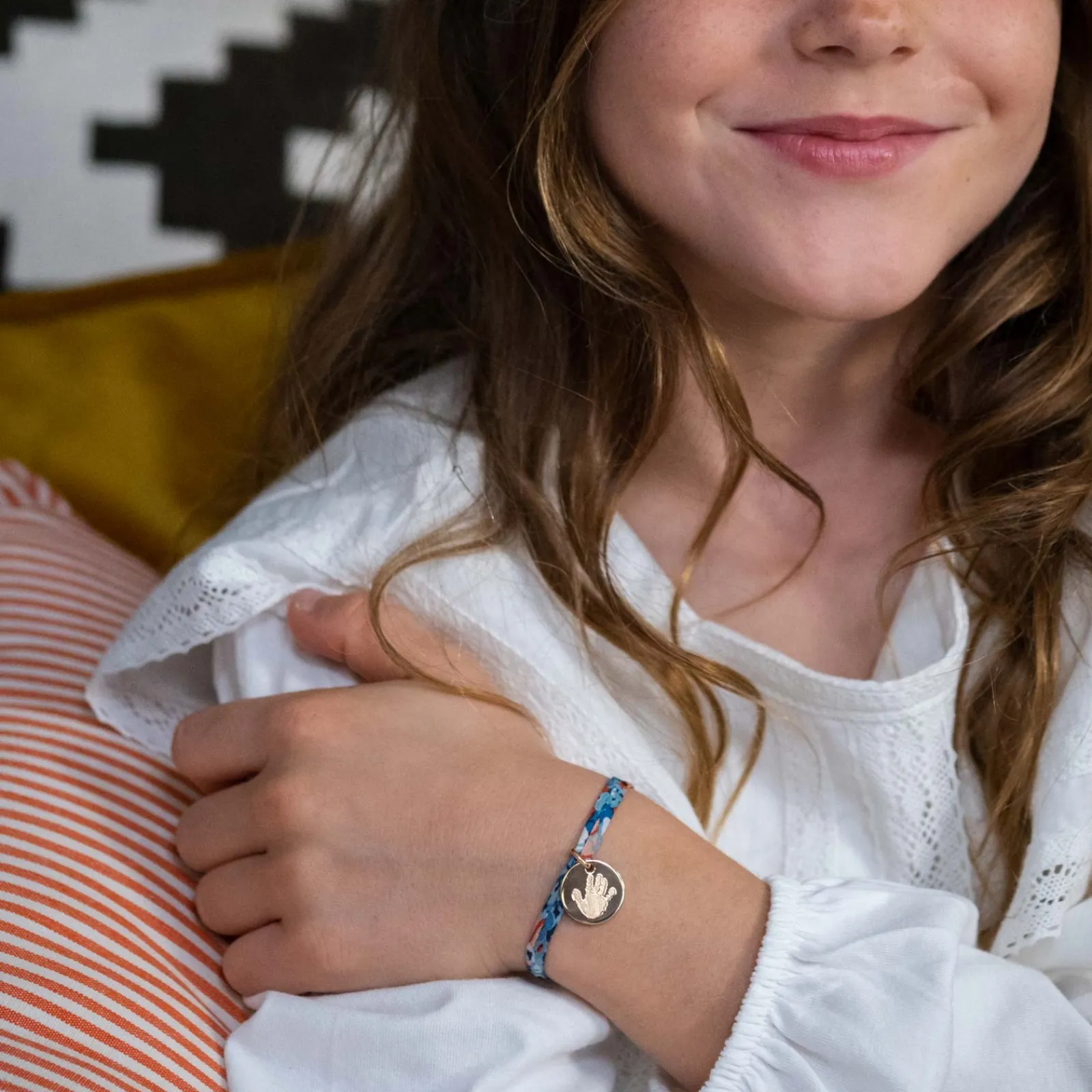 New HappyBulle Bracelet enfant Liberty personnalisé médaille gravée plaqué or 15 mm Plaqué or 18k