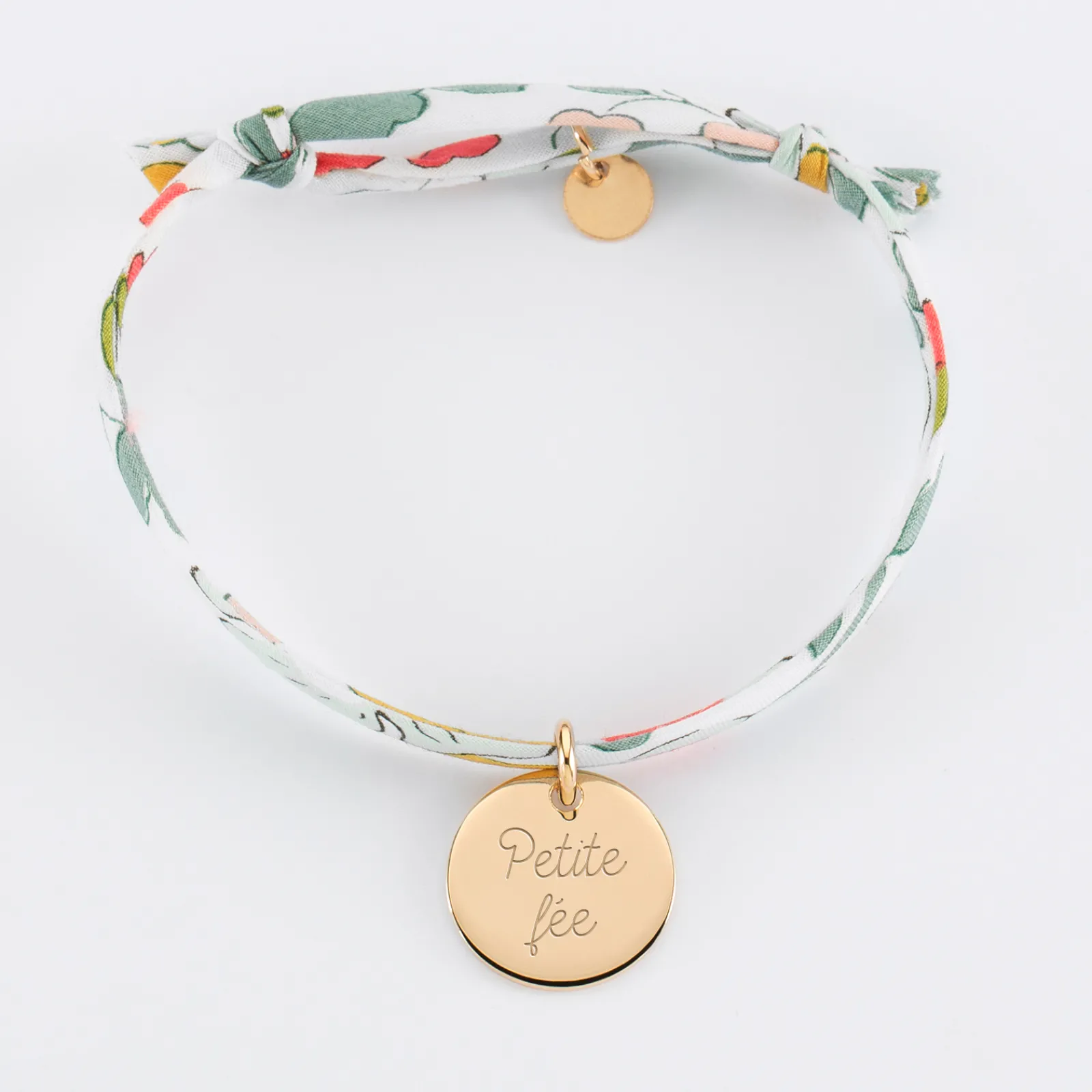 New HappyBulle Bracelet enfant Liberty personnalisé médaille gravée plaqué or 15 mm Plaqué or 18k