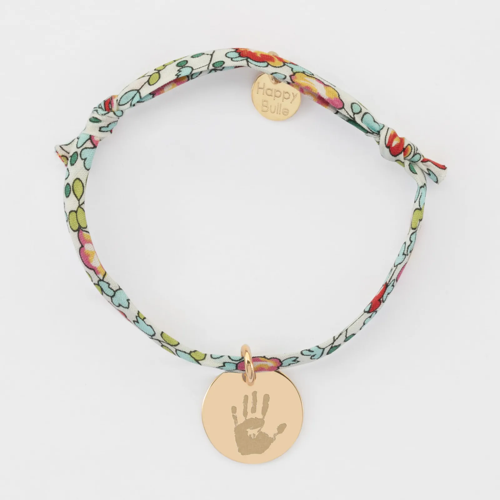 New HappyBulle Bracelet enfant Liberty personnalisé médaille gravée plaqué or 15 mm Plaqué or 18k