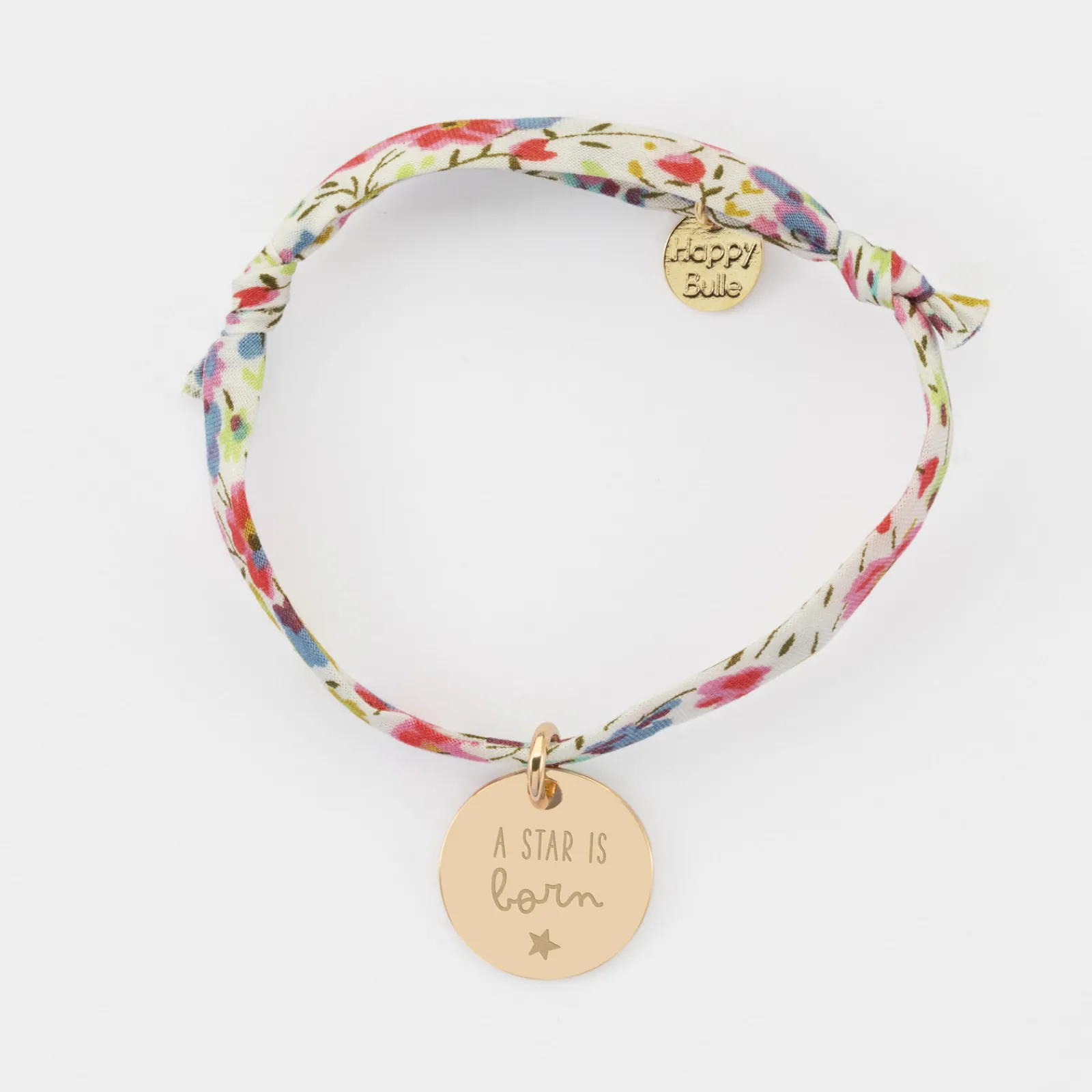 New HappyBulle Bracelet enfant Liberty personnalisé médaille gravée plaqué or 15 mm Plaqué or 18k