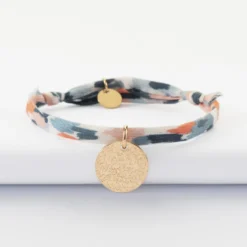 Discount HappyBulle Bracelet enfant Liberty personnalisé médaille martelée gravée plaqué or 15 mm Plaqué or 18k