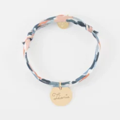 Discount HappyBulle Bracelet enfant Liberty personnalisé médaille martelée gravée plaqué or 15 mm Plaqué or 18k
