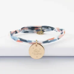 Discount HappyBulle Bracelet enfant Liberty personnalisé médaille martelée gravée plaqué or 15 mm Plaqué or 18k