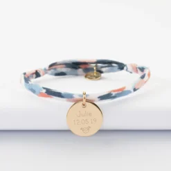 Discount HappyBulle Bracelet enfant Liberty personnalisé médaille martelée gravée plaqué or 15 mm Plaqué or 18k