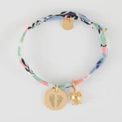 Discount HappyBulle Bracelet enfant Liberty personnalisé médaille gravée plaqué or 15 mm et breloque tortue 10 mm