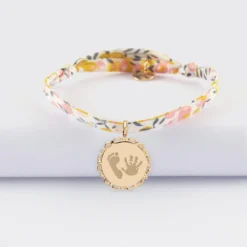 Clearance HappyBulle Bracelet enfant Liberty personnalisé médaille vintage dentelée gravée plaqué or 17 mm Plaqué or 18k