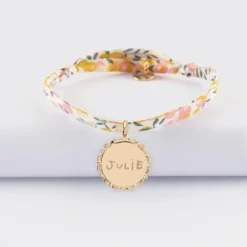 Clearance HappyBulle Bracelet enfant Liberty personnalisé médaille vintage dentelée gravée plaqué or 17 mm Plaqué or 18k