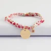 Sale HappyBulle Bracelet enfant Liberty personnalisé médaille gravée plaqué or 15 mm et breloque fleur zircon plaqué or 8 mm