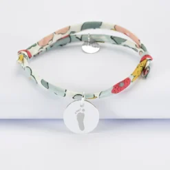 HappyBulle Bracelet enfant Liberty personnalisé médaille gravée argent 15 mm Argent rhodié 925