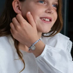 HappyBulle Bracelet enfant Liberty personnalisé médaille gravée argent 15 mm Argent rhodié 925