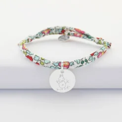 HappyBulle Bracelet enfant Liberty personnalisé médaille gravée argent 15 mm Argent rhodié 925