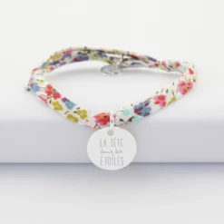 HappyBulle Bracelet enfant Liberty personnalisé médaille gravée argent 15 mm Argent rhodié 925