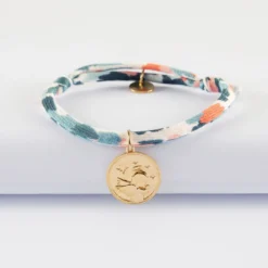 Online HappyBulle Bracelet enfant Liberty personnalisé médaille gravée plaqué or ange texturée 14 mm Plaqué or 18k