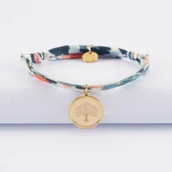 Online HappyBulle Bracelet enfant Liberty personnalisé médaille gravée plaqué or ange texturée 14 mm Plaqué or 18k