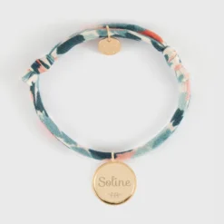 Online HappyBulle Bracelet enfant Liberty personnalisé médaille gravée plaqué or ange texturée 14 mm Plaqué or 18k