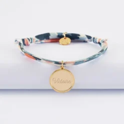 Online HappyBulle Bracelet enfant Liberty personnalisé médaille gravée plaqué or ange texturée 14 mm Plaqué or 18k