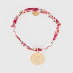 Discount HappyBulle Bracelet enfant Liberty personnalisé médaille contour fleur gravée plaqué or 15 mm