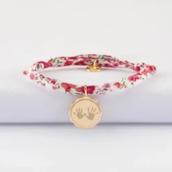 Discount HappyBulle Bracelet enfant Liberty personnalisé médaille contour fleur gravée plaqué or 15 mm