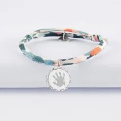 Hot HappyBulle Bracelet enfant Liberty personnalisé médaille vintage dentelée gravée argent 17 mm Argent rhodié 925