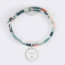 Hot HappyBulle Bracelet enfant Liberty personnalisé médaille vintage dentelée gravée argent 17 mm Argent rhodié 925