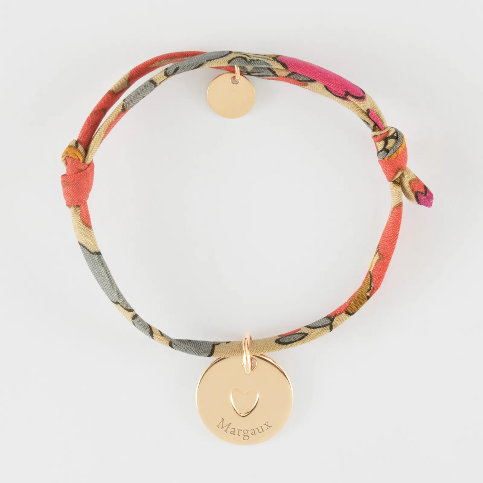 Online HappyBulle Bracelet enfant Liberty personnalisé médaille gravée plaqué or coeur estampillé 15 mm - x Atelier Wagram Plaqué or 18k