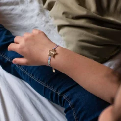 Online HappyBulle Bracelet enfant Liberty personnalisé prénom médaille gravée plaqué or étoile 20x20 mm Plaqué or 18k