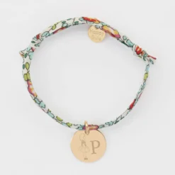 Hot HappyBulle Bracelet enfant Liberty personnalisé initiale médaille gravée plaqué or 15 mm - x Marie Savart Plaqué or 18k