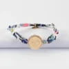 Hot HappyBulle Bracelet enfant Liberty personnalisé médaille contour fleur gravée plaqué or 2 trous 15 mm