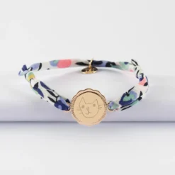 Hot HappyBulle Bracelet enfant Liberty personnalisé médaille contour fleur gravée plaqué or 2 trous 15 mm