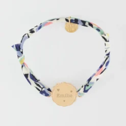 Hot HappyBulle Bracelet enfant Liberty personnalisé médaille contour fleur gravée plaqué or 2 trous 15 mm