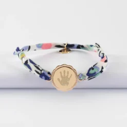 Hot HappyBulle Bracelet enfant Liberty personnalisé médaille contour fleur gravée plaqué or 2 trous 15 mm