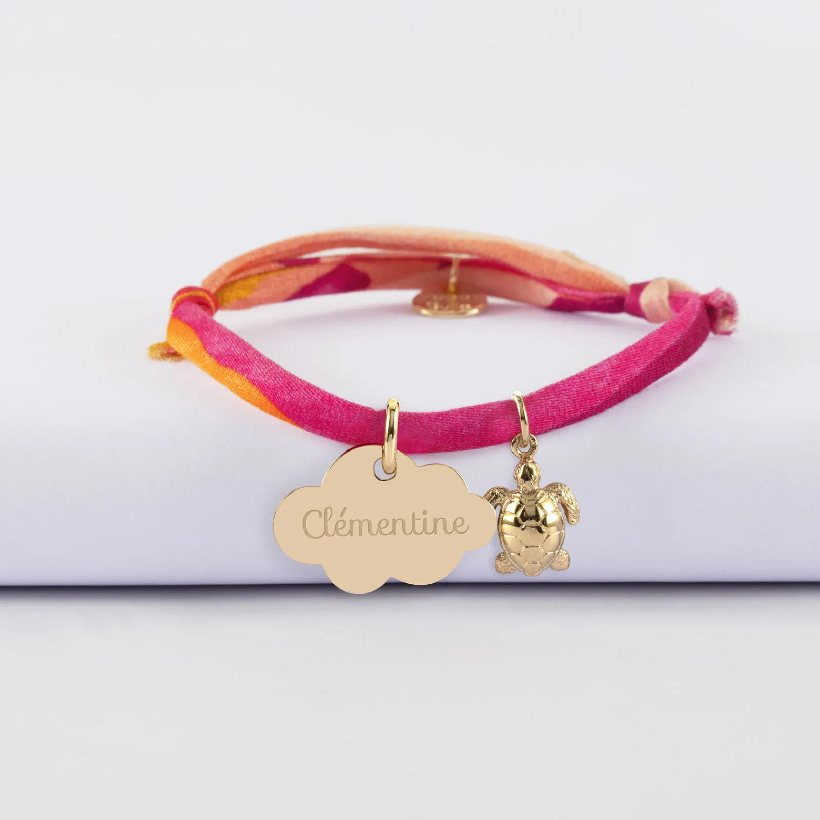 Clearance HappyBulle Bracelet enfant Liberty personnalisé médaille gravée plaqué or nuage 20x14 mm et breloque(s) summer - à composer Plaqué or 18k