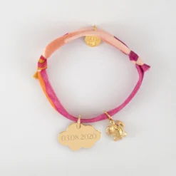Clearance HappyBulle Bracelet enfant Liberty personnalisé médaille gravée plaqué or nuage 20x14 mm et breloque(s) summer - à composer Plaqué or 18k