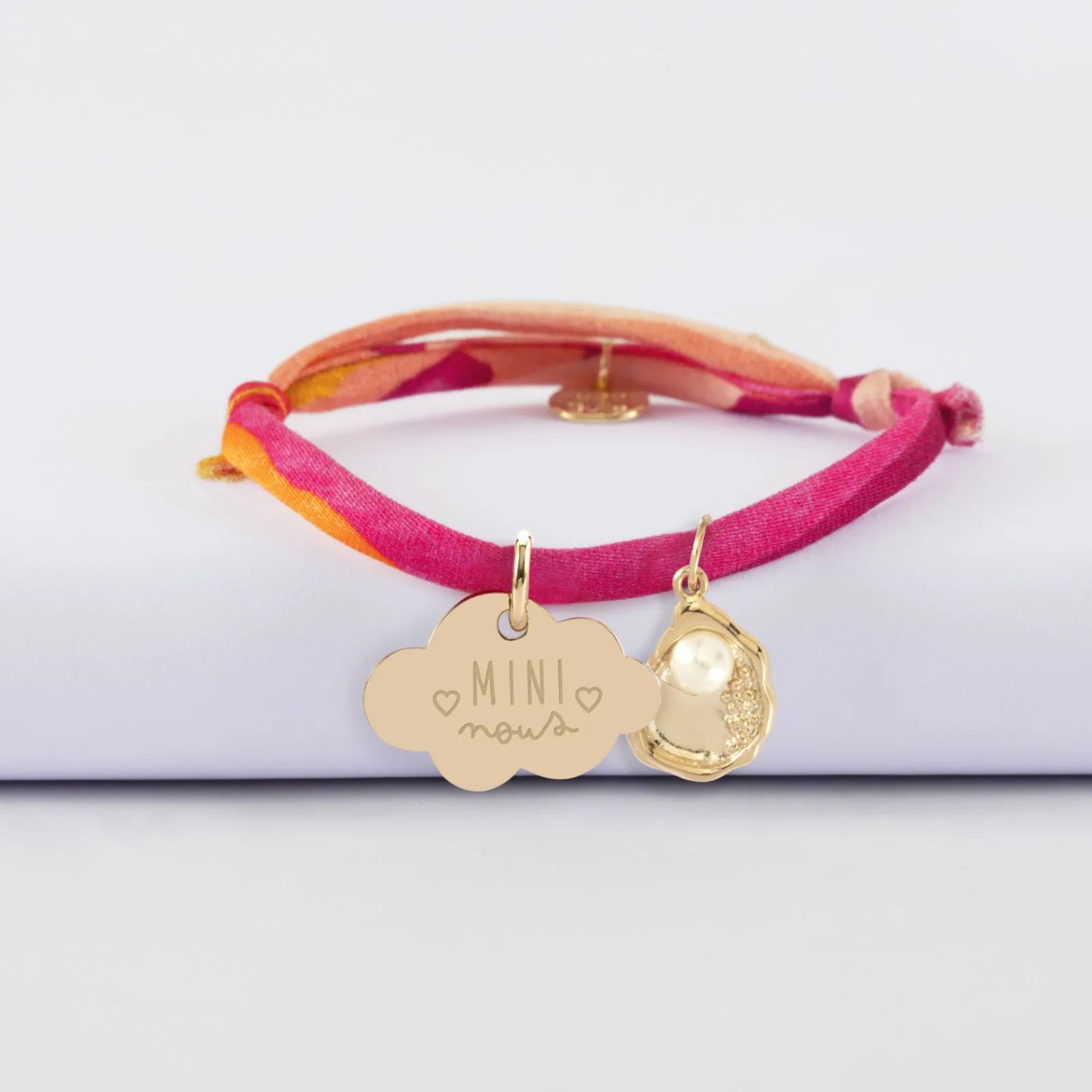 Clearance HappyBulle Bracelet enfant Liberty personnalisé médaille gravée plaqué or nuage 20x14 mm et breloque(s) summer - à composer Plaqué or 18k
