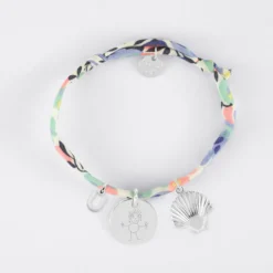 New HappyBulle Bracelet enfant Liberty personnalisé médaille gravée argent 15 mm et breloque(s) summer - à composer Argent rhodié 925