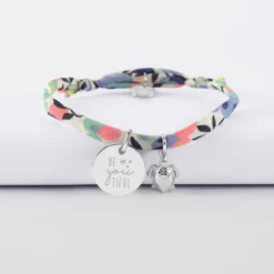 New HappyBulle Bracelet enfant Liberty personnalisé médaille gravée argent 15 mm et breloque(s) summer - à composer Argent rhodié 925
