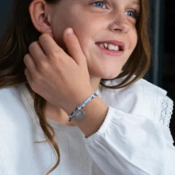 New HappyBulle Bracelet enfant Liberty personnalisé médaille gravée argent 15 mm - x Barbapapa Argent rhodié 925