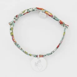 New HappyBulle Bracelet enfant Liberty personnalisé médaille gravée argent 15 mm - x Barbapapa Argent rhodié 925