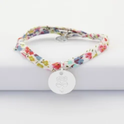 New HappyBulle Bracelet enfant Liberty personnalisé médaille gravée argent 15 mm - x Barbapapa Argent rhodié 925