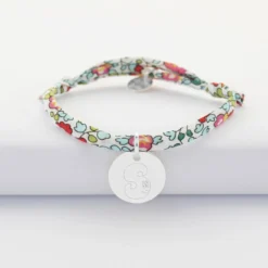 New HappyBulle Bracelet enfant Liberty personnalisé médaille gravée argent 15 mm - x Barbapapa Argent rhodié 925