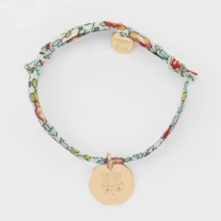 Clearance HappyBulle Bracelet enfant Liberty personnalisé médaille gravée plaqué or 15 mm - x Barbapapa Plaqué or 18k