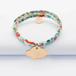 Hot HappyBulle Bracelet enfant Liberty personnalisé médaille gravée plaqué or nuage 20x14 mm - x Barbapapa Plaqué or 18k