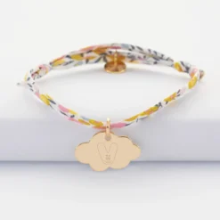 Hot HappyBulle Bracelet enfant Liberty personnalisé médaille gravée plaqué or nuage 20x14 mm - x Barbapapa Plaqué or 18k