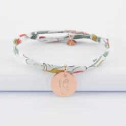 Best HappyBulle Bracelet enfant Liberty personnalisé médaille gravée plaqué or rose 15 mm - x Barbapapa Plaqué or rose 18k