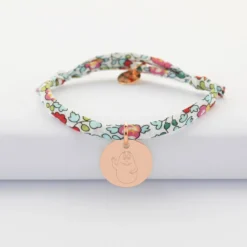 Best HappyBulle Bracelet enfant Liberty personnalisé médaille gravée plaqué or rose 15 mm - x Barbapapa Plaqué or rose 18k