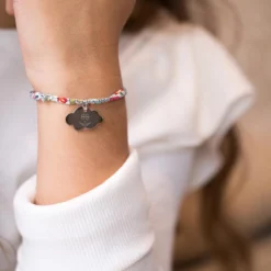 New HappyBulle Bracelet enfant Liberty personnalisé médaille gravée argent nuage 20x14 mm - x Barbapapa Argent rhodié 925